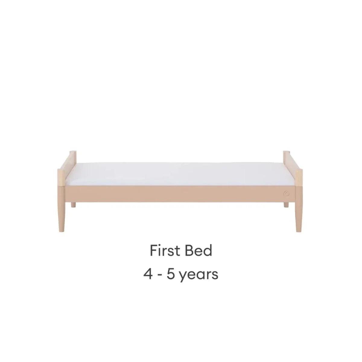 Gaia Baby Eos nursery cot bed in powder blush and natural ash, with low side rails
