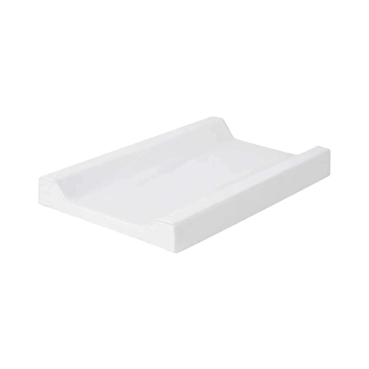 White rectangular baby changing pad with raised sides