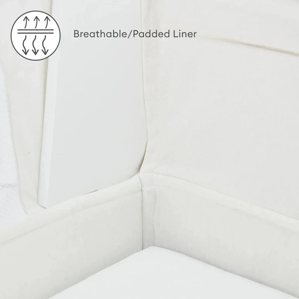 White baby bedside crib padded liner with cushioned inner walls