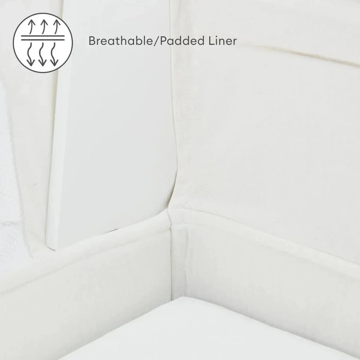 White baby bedside crib padded liner with cushioned inner walls