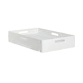 White plastic changing station bin with side handles and open top