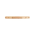Natural wood hanging rail with four rounded pegs for baby clothes