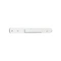 White hanging rail with two rounded end hooks and centered mounting plate