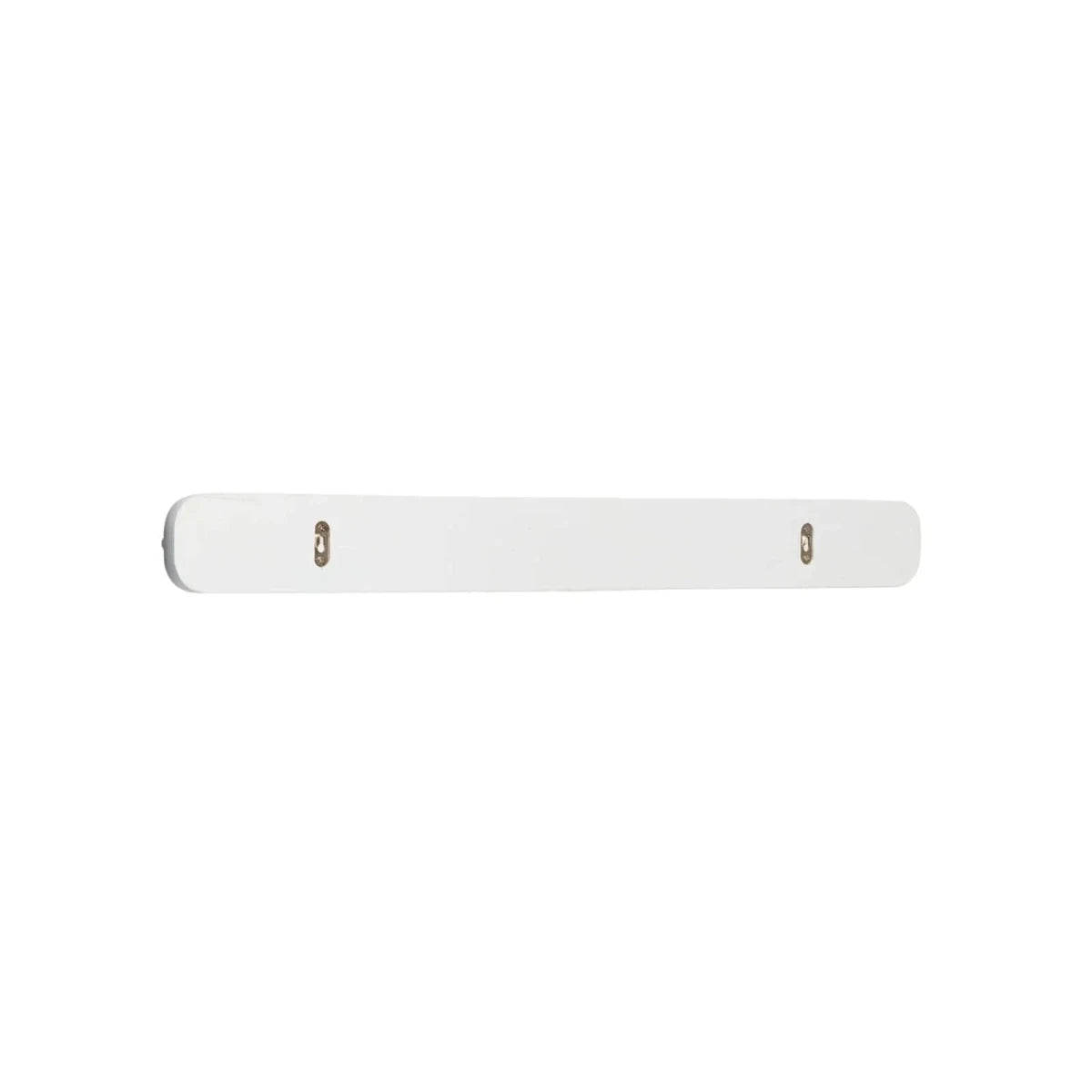 White hanging rail with two metal mounting holes and curved end caps