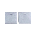 Pair of light gray felt storage boxes with oval handle cutouts