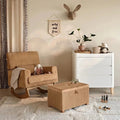 Caramel corduroy nursing chair with rocking base and matching footstool set