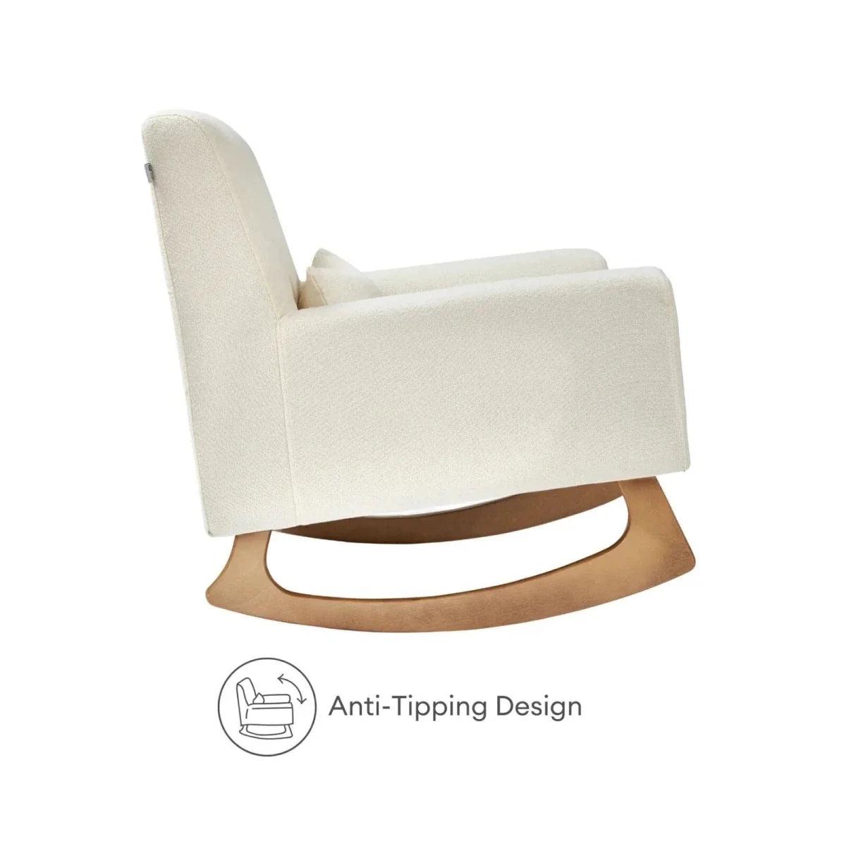 Nursing chair with rocking base in chalk boucle