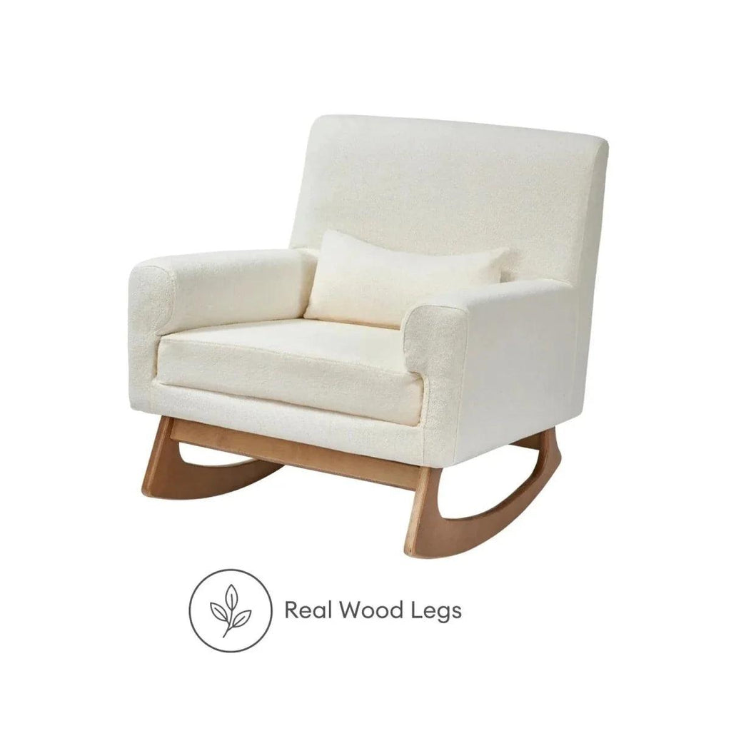 Gaia Baby Serena nursing chair in chalk boucle with real wood legs