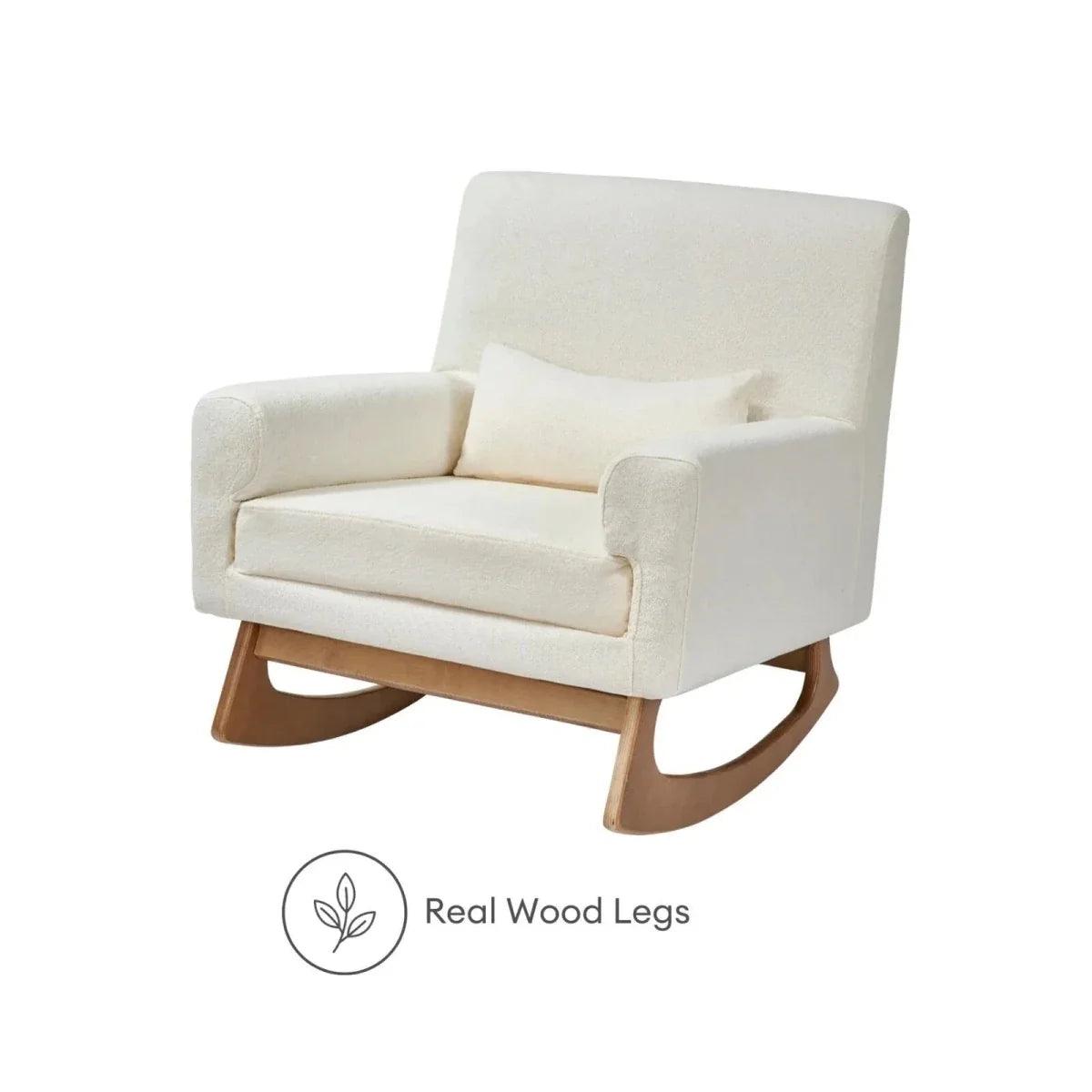 Gaia Baby Serena nursing chair in chalk boucle with real wood legs