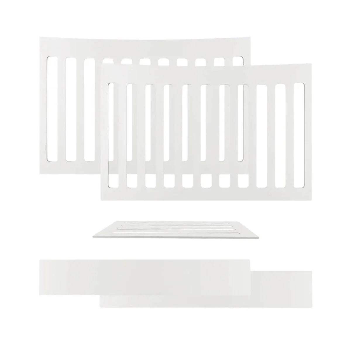 Cot bed extension kit with white slatted end panels and matching rails