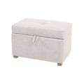 Baby footstool in oat fabric with hinged lid and short wooden legs