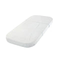 White baby mattress pad with smooth top and rounded edges