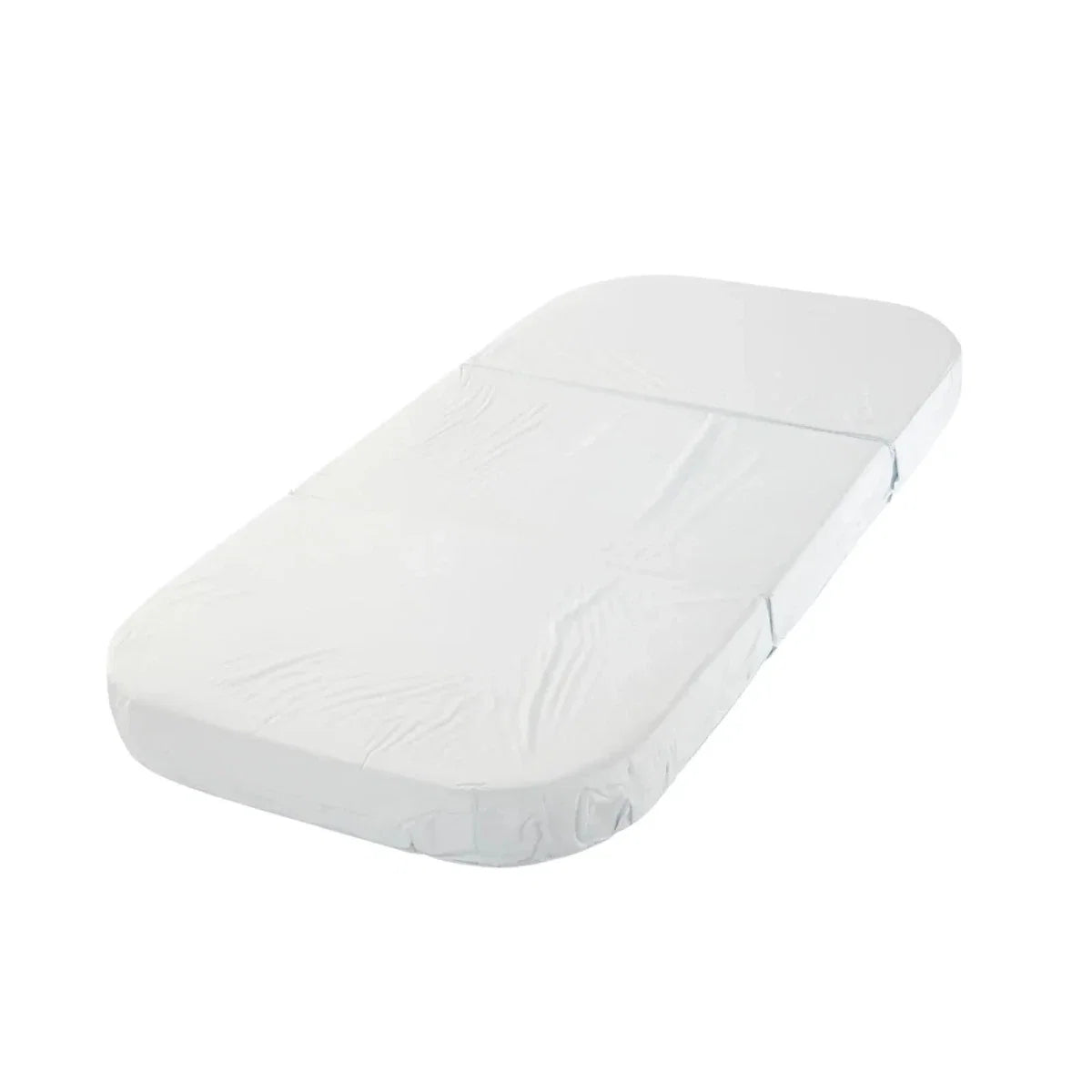 White baby mattress pad with smooth top and rounded edges