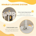 White safety gate with one-hand locking system and slide-to-open mechanism