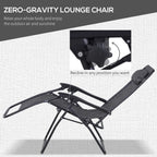 Light grey zero-gravity lounge chair reclining on dark metal legs with woven seat