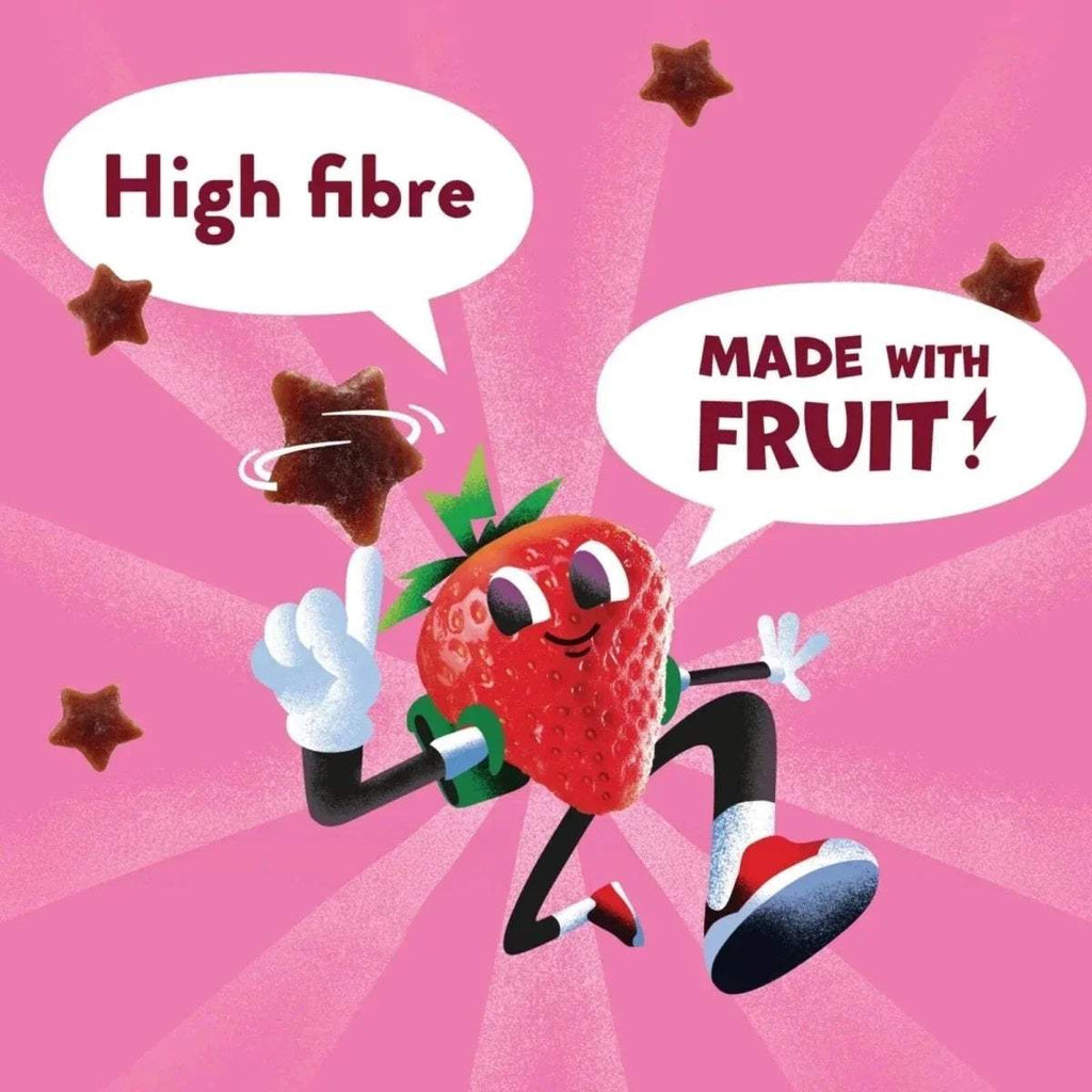 Goodies strawberry gummies character berry with star-shaped gummies on pink pouch