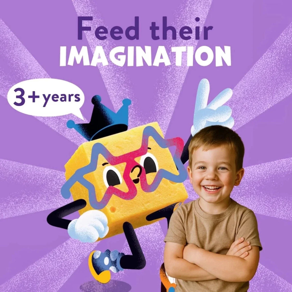Kids snack pouch with Feed their imagination and 3+ years message
