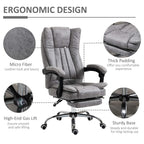 Grey microfibre ergonomic desk chair with thick padding, gas lift, and sturdy base