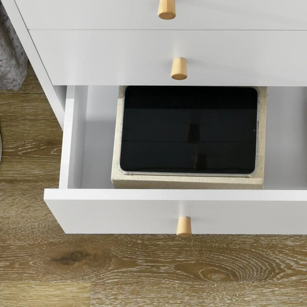 Chest of Drawers, 3-Drawer Storage Organiser Unit with Wood Legs for Bedroom, Living Room, White - Bobobiy