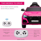 Pink kids electric ride-on car with parent remote control and dual drive modes