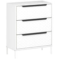 Chest of Drawers, Dresser with 3 Fabric Drawers and Aluminium Handles - White - Bobobiy