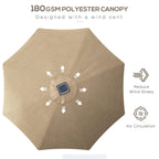 Khaki polyester parasol canopy with vented top for air circulation