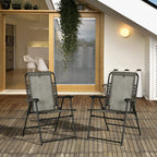 Grey folding armchairs set of 2 with mesh backs on outdoor patio