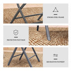 Grey steel frame chair legs with protective foot pads and decorative footrest