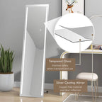 White full length mirror with tempered glass and silver-coated reflective surface