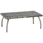 Grey PE wicker garden coffee table with woven top and curved resin legs