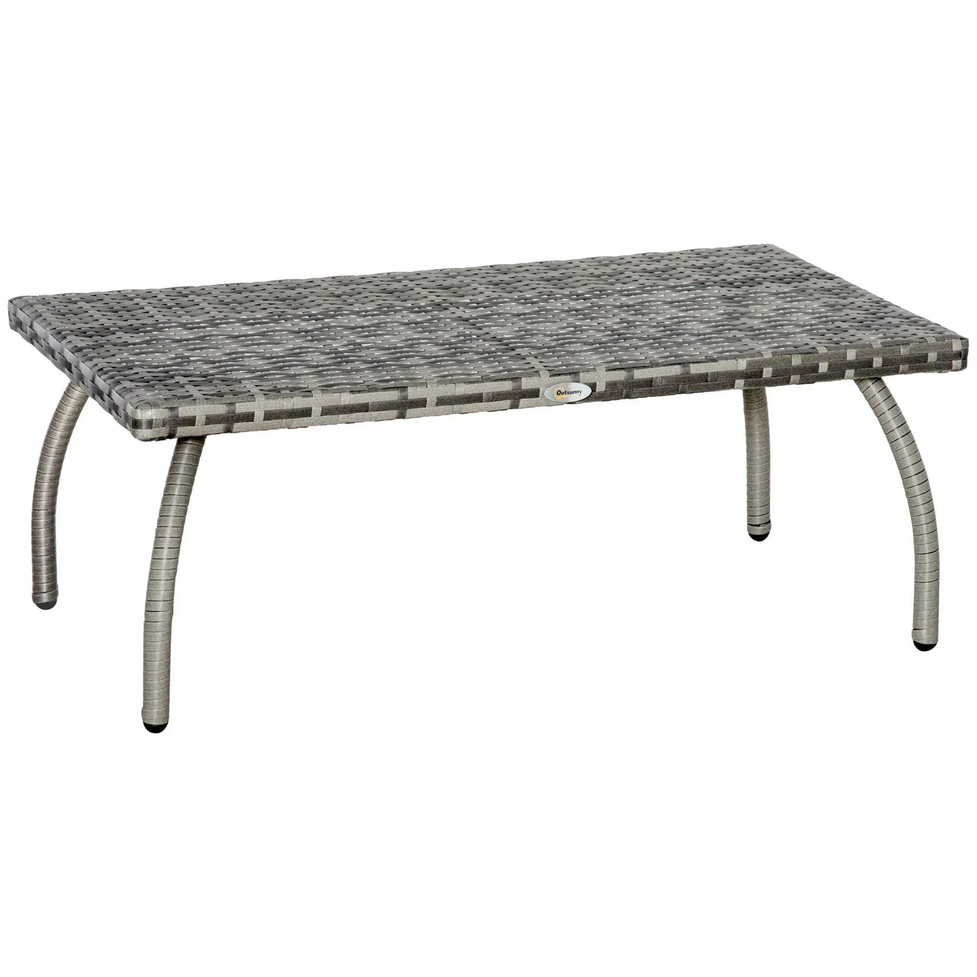 PE Wicker Rattan Garden Coffee Table - Mixed Grey - Bobobiy