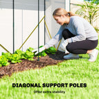 White mini greenhouse with diagonal support poles for extra stability
