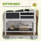Gray tortoise enclosure with open bottom shelf for storing pet supplies