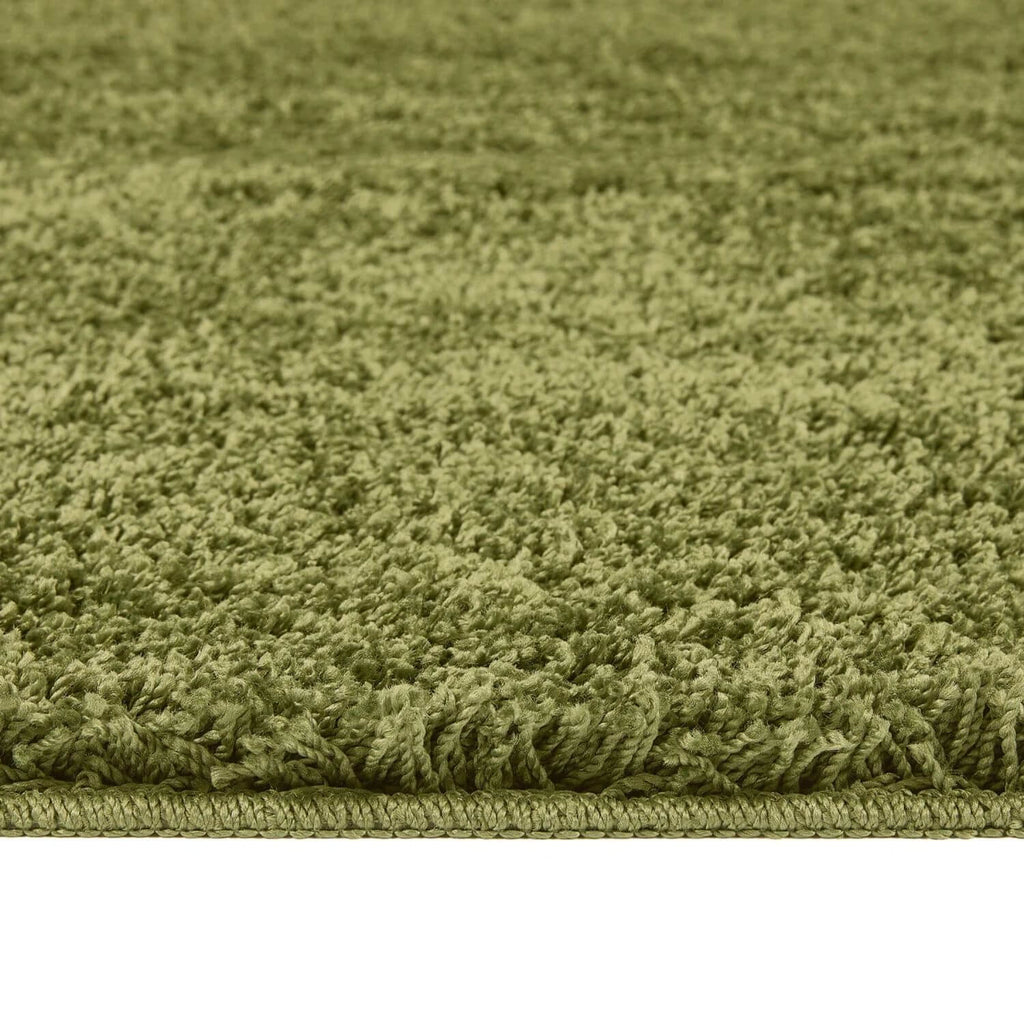 Washable Olive Green Shaggy Rug
