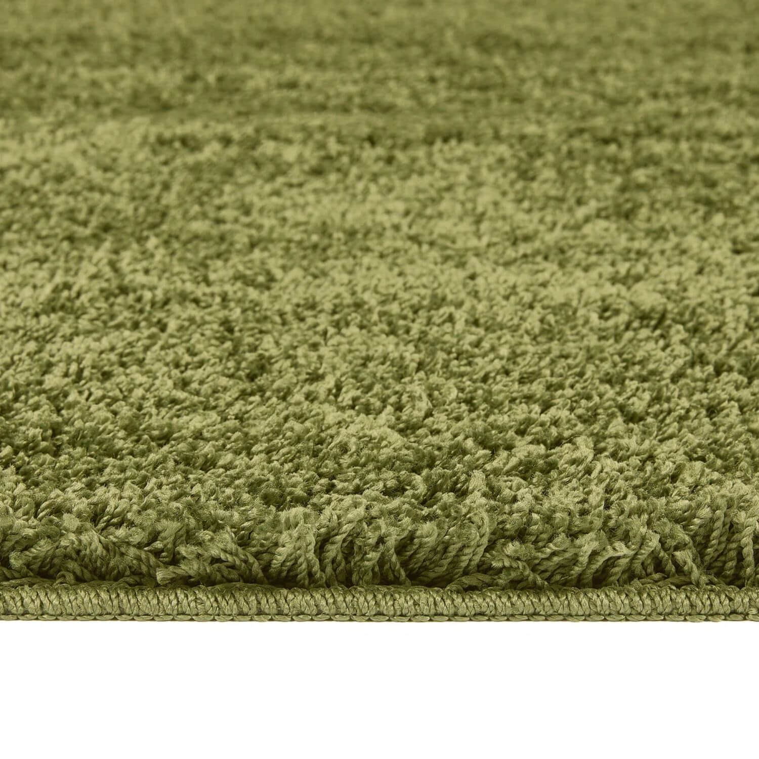 Washable Olive Green Shaggy Rug