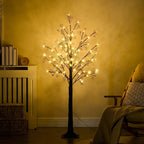 Artificial gypsophila blossom light tree with warm white LED lights, full lit canopy