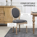 Grey dining chair with curved backrest and thick seat cushion, breathable fabric