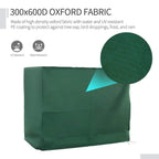 Green Oxford fabric swing chair cover with textured weave and protective coating detail