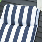 Blue and white striped padded back cushion for folding sun lounger