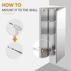 Wall-mounted corner cabinet installation view with hinged mirrored single door