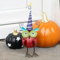 Red Metal Owl Ornament with Witch Hat - Bobobiy