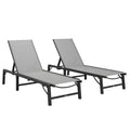 Folding Sun Lounger Set of 2, 5-Position Adjustable Reclining Garden Loungers, Garden Chaise Lounge Sunbed Recliner Chairs with Steel Frame for Beach, Porch, Patio, Camping, Light Grey - Bobobiy