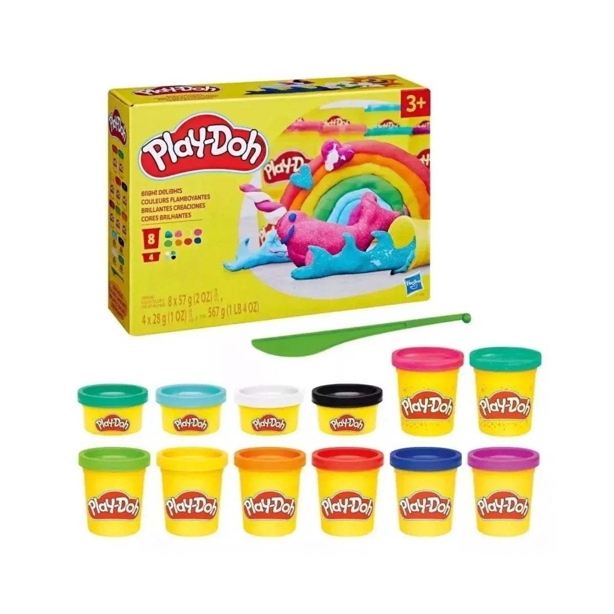 Play-Doh multicolour clay set with rainbow kit, scoop, and assorted tubs