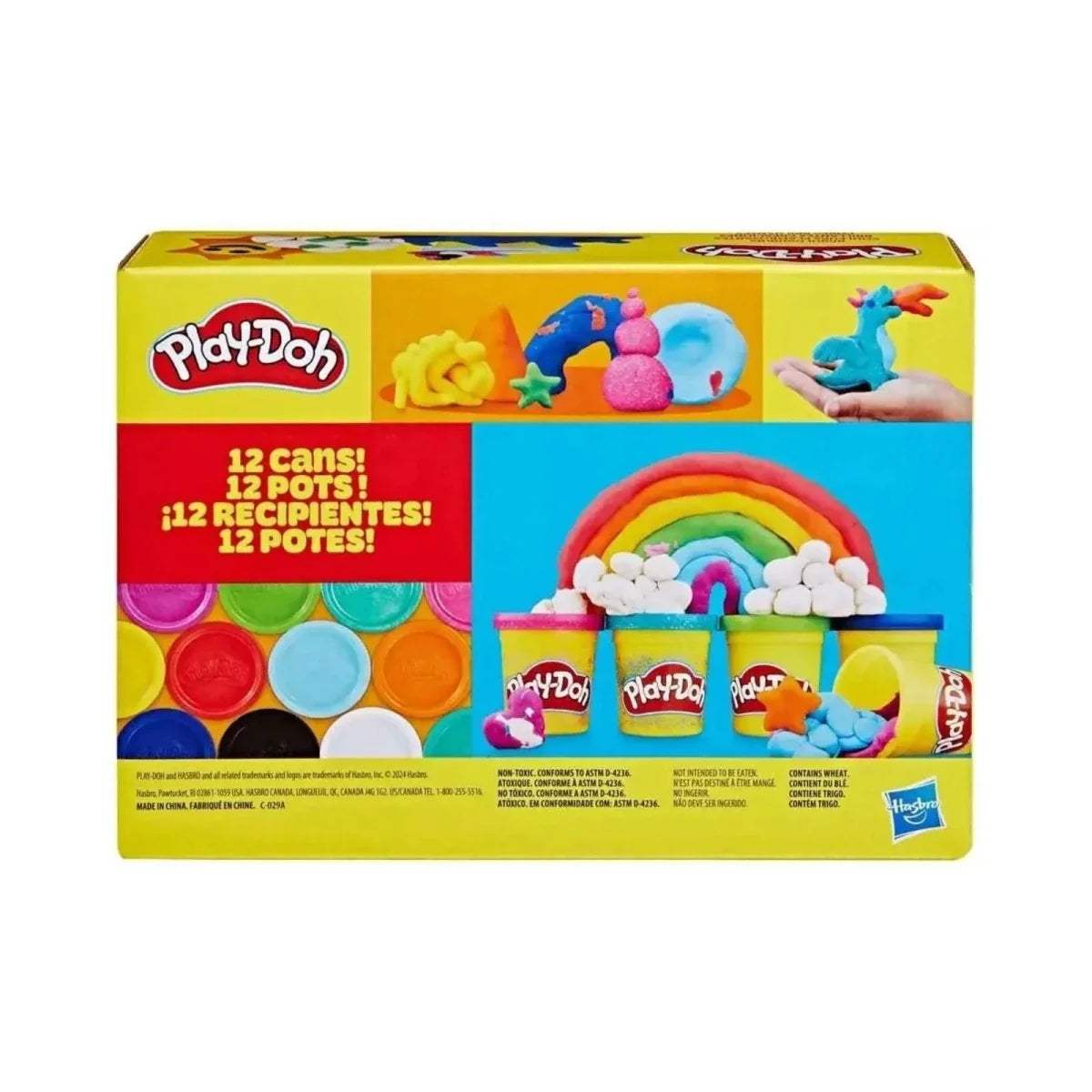 Play-Doh multicolour clay set box with rainbow design and color pots