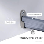 Wall-mount bracket with gray aluminum rod for a white coat hanger rack