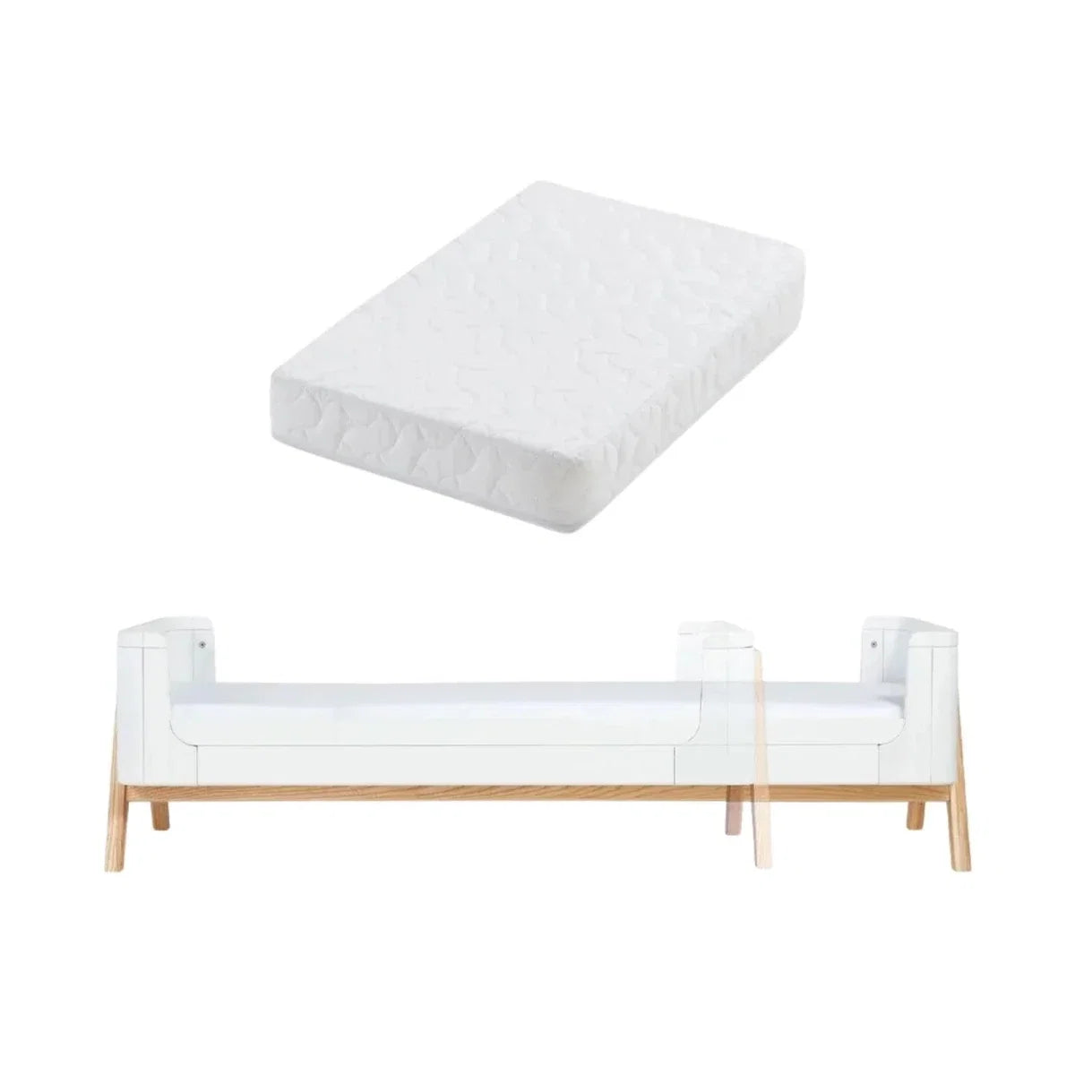 White quilted mattress for junior bed extension, soft cover with neat border