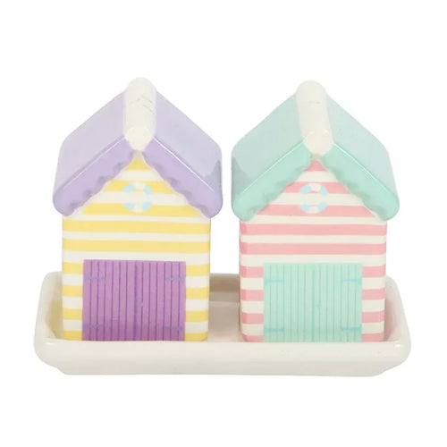 Pastel Beach Hut Salt and Pepper Shakers - Bobobiy