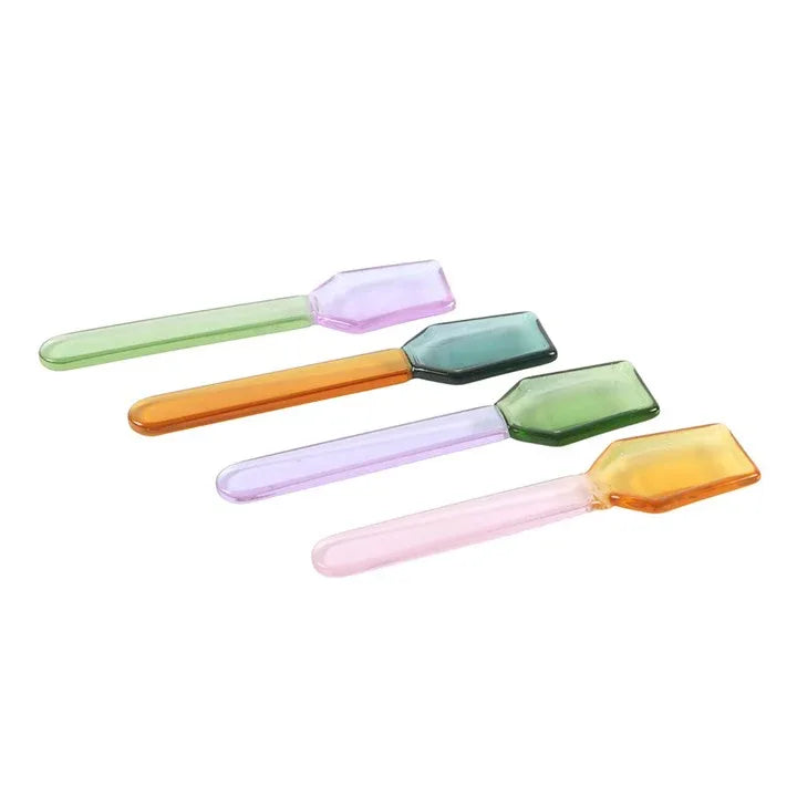 Set of 4 Pastel Glass Dessert Spoons - Bobobiy