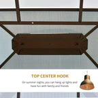 Gazebo roof underside with top center hook for hanging lights
