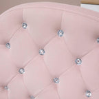 Pink velvet tufted fabric with sparkling crystal buttons